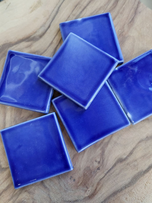 Small earthenware tiles - Plain color- set of 5